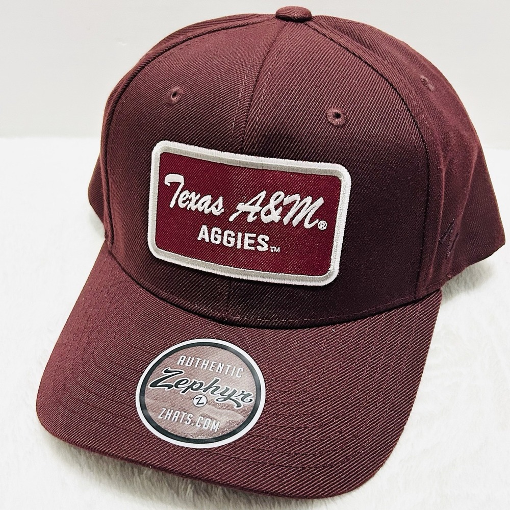 Zephyr Texas A&M Aggies Script Trucker Hat Cap Adjustable Snapback Maroon NCAA